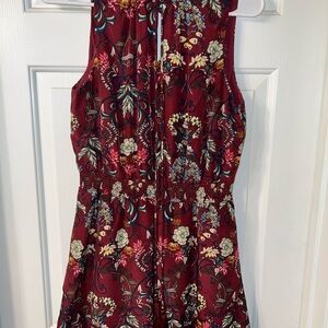 Moon River Floral Mini Dress - Burgundy and Cream